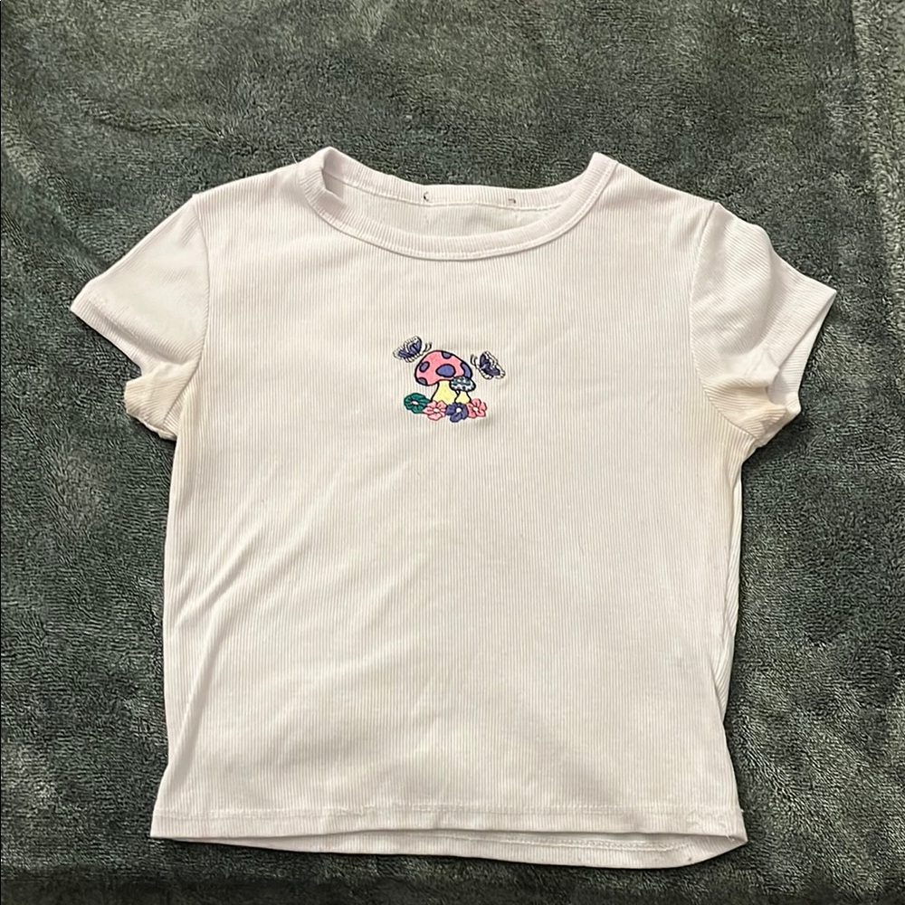 White Short Sleeve Tee with Graphic Design